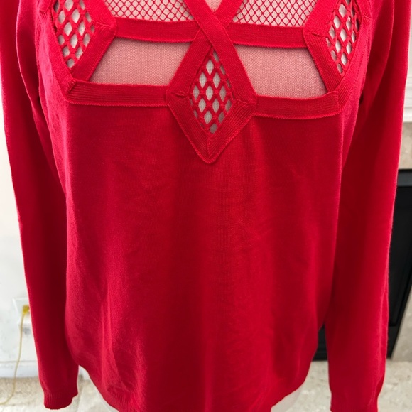 Cyrus Red Women's Sweater with Geometric Cutout - Picture 3 of 10